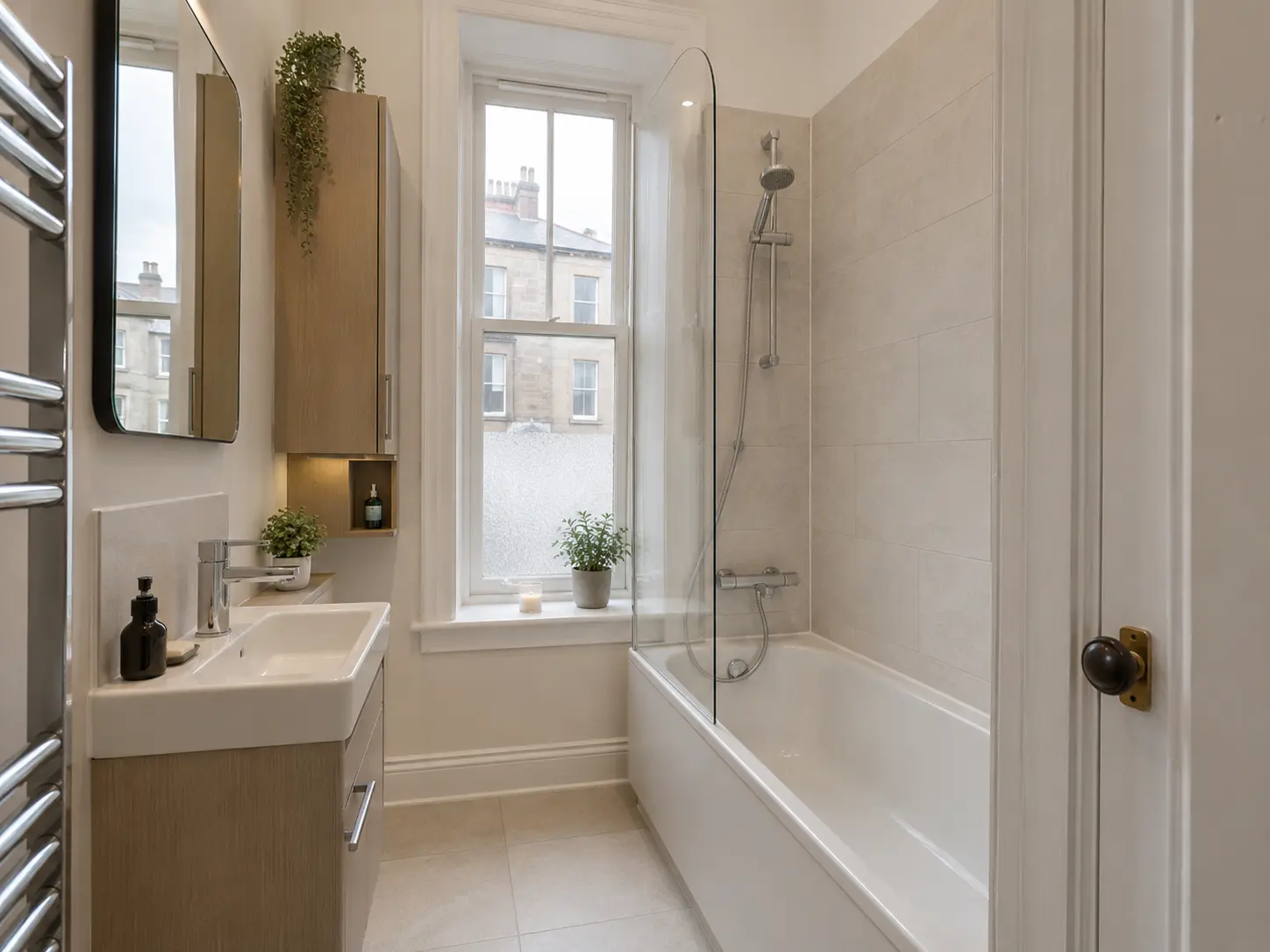 Small bathroom with space-saving furniture